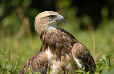 Philippine eagle portrait. Critically endangered raptor endemic to Philippines forests. Huge bird of prey, powerful predator with sharp gaze. Majestic wild creature, national symbol of Philippines.