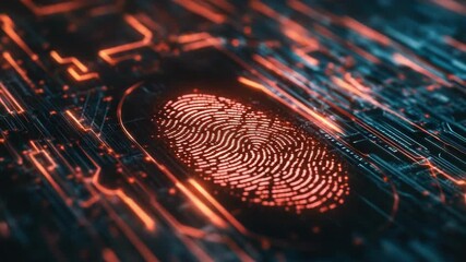 Futuristic red light electronic fingerprint security system with advanced digital access control, modern biometric authentication. - Powered by Adobe