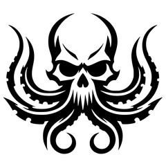 Metalcore octopus skull silhouette