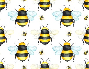 Watercolor bee pattern (1)
