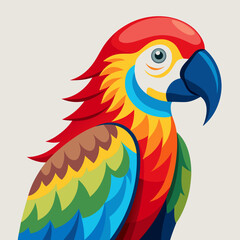 Obraz premium Colorful parrot side view, vector clean style