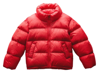 PNG Puffer jacket clothing red sweatshirt.