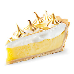 Slice of Lemon Meringue Pie with Golden Tipped Meringue
