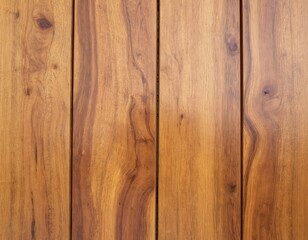 Fototapeta premium Close-up of polished wooden decking exhibiting rich grain patterns, warm tones under natural light. Wood texture displays craftsmanship suitable for luxury home improvement, flooring, patio, terrace