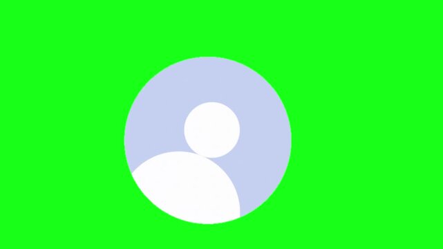 Animated User Profile Icon in Minimal Style with Green Screen Background for Overlay and Interface Motion