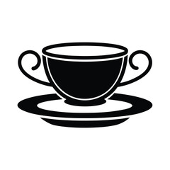 Elegant Teacup On Plate Icon Vector Illustration