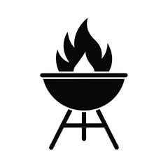 Outdoor Fire Pit Grill Icon Vector Illustration