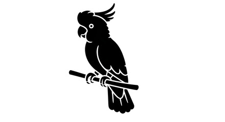 Fototapeta premium Black Silhouette Icon of a Parrot – Full Block Vector with Transparent Background