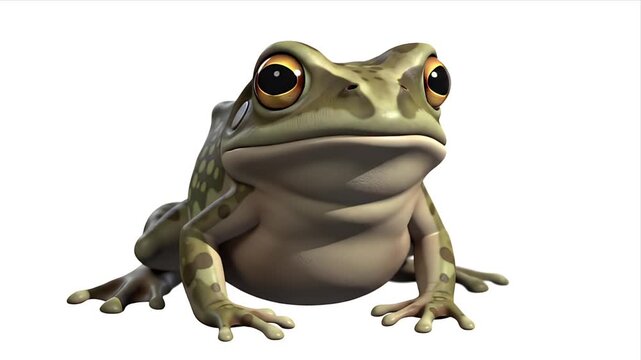 3D Rendering of a Green Frog Bufo on Transparent Background