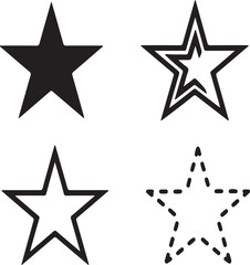  Star Symbols Collection, Vector Icons Set Isolated on White Background