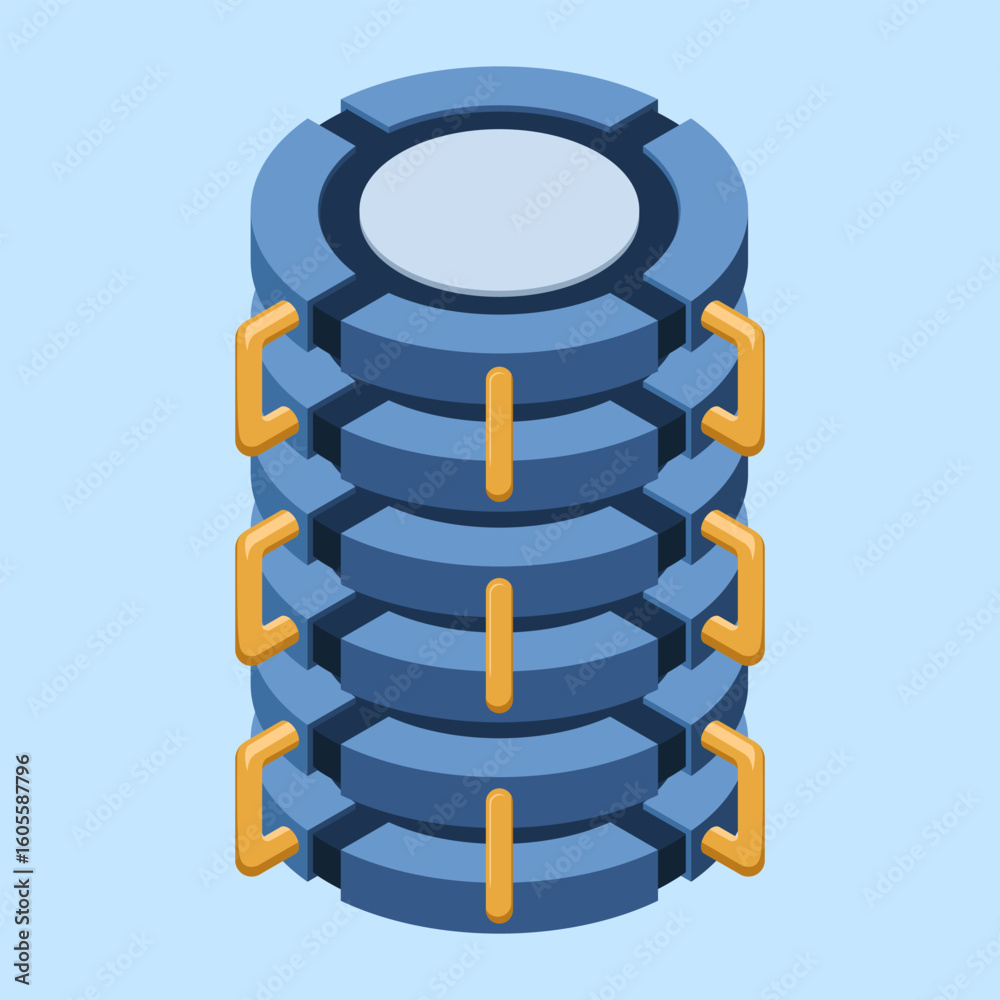 Poster isometric cloud database. cloud computing and file cloud storage. big data storage technology. isome
