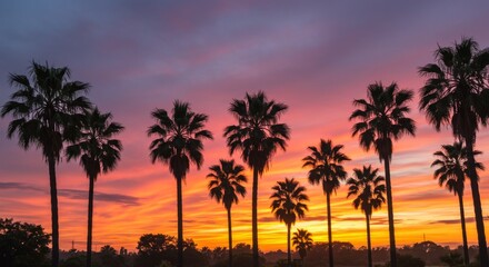 Silhouette Palm Trees at Vibrant Sunset