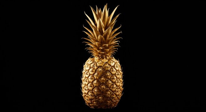 Golden Pineapple on Black Background