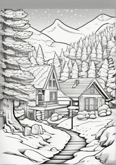 Naklejka premium village in the mountains