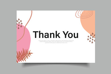 thank you card template design with abstract organic background