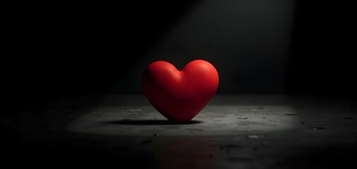 Fototapeta premium A dramatic red heart symbol on a dark textured background, representing intense love and passion