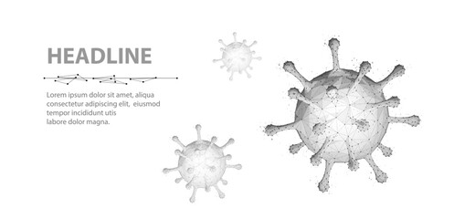 Virus. Abstract vector 3d viral microbe isolated on blue background. Allergy bacteria, medical healthcare, microbiology concept.