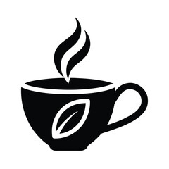 Steaming Cup With Leaf Icon Vector Illustration