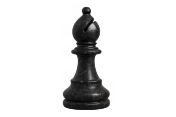 Dark gray bishop chess piece standing on a transparent background, ready to be used in any project