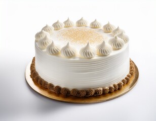 white cake isolated on white background clean design