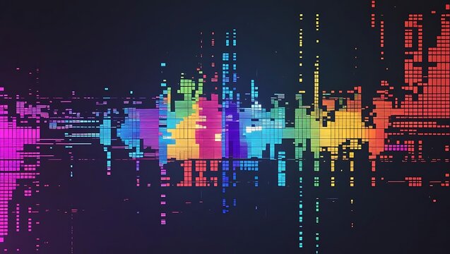 Vibrant Pixelated Spectrum Abstract Gradient of Digital Noise and Glitch Art