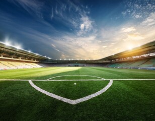 Fototapeta premium soccer field entrance to stadium midfield textured surface