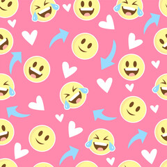 Colorful happy emoticon seamless pattern design