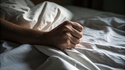 Hand Gripping Bedsheet Tightly in Anxiety
