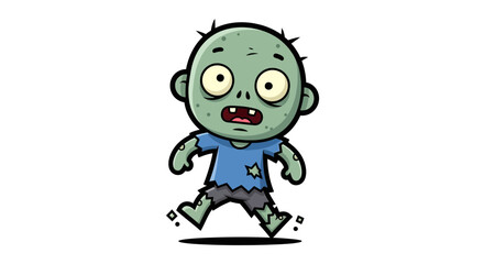 Cartoon Zombie Character Vector SVG Design Flat Style Illustration