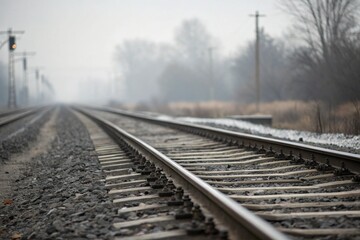 railway in the fog