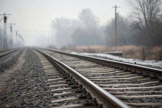 railway in the fog