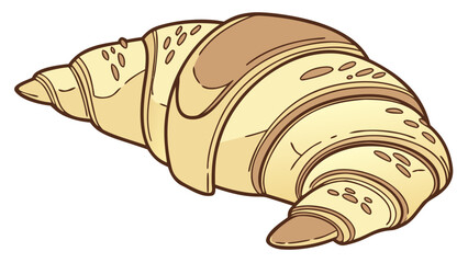 A delicious looking croissant with sesame seeds and golden brown layers on a white background image