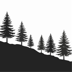 Obraz premium Silhouette of a forest with evergreen trees on a hillside vector design