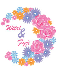 Vector flowers set. Beautiful wreath. Elegant floral collection with isolated blue,pink leaves and flowers, hand drawn watercolor. Design for invitation, wedding or greeting cards