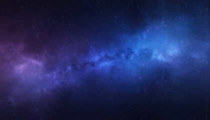 Obraz premium Deep blue and purple cosmic gradient background with twinkling stars. Vastness of space nebula effect. Digital art illustration for sci-fi, education, and futuristic themes.