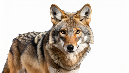 Fototapeta premium Closeup Coyote Portrait Isolated on White Background 129