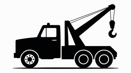 Naklejka premium Simple black and white silhouette illustration of a tow truck for graphic design