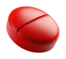 PNG A red round pill isolated white pharmaceutical.