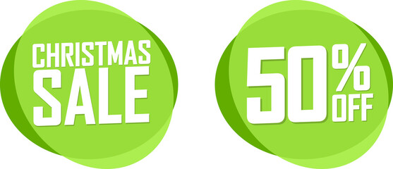 Christmas Sale 50% off. Discount banners isolated on transparent background, PNG