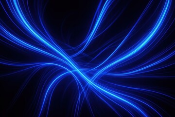 Fototapeta premium Vibrant sapphire light streams creating dynamic motion trails through darkness
