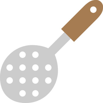 silver slotted spoon brown handle clip art preview