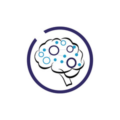 Brain icon. Mental process symbol. Human intelligence organ. Vector mind illustration.