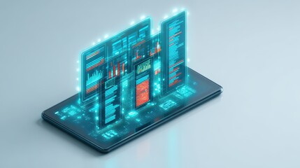 Mobile Data Analytics, AI, Financial App - Tech Concept