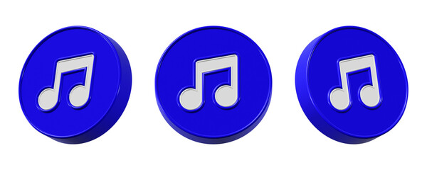 3d music icon with blue rounded edges isolated on transparent background