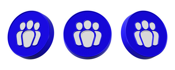 3d user group icon with blue rounded edges isolated on transparent background