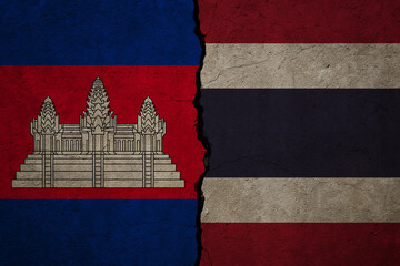 Cambodia Thailand Divided Flag Wall