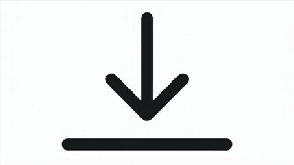 Minimalist black and white downward arrow icon on a clean white background
