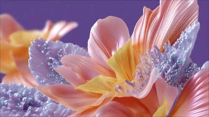 Abstract Floral Paradise: A close-up view captures a surreal dreamscape of multi-colored floral forms against a soft backdrop, inviting viewers to get lost in its ephemeral beauty and gentle harmony.