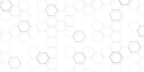 Abstract hexagon white background with shadow .white background Futuristic blue neon honeycombs. Modern technology design. Vector illustration.	