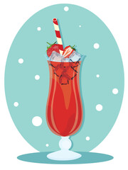 strawberry juice with ice and fresh strawberry fruit